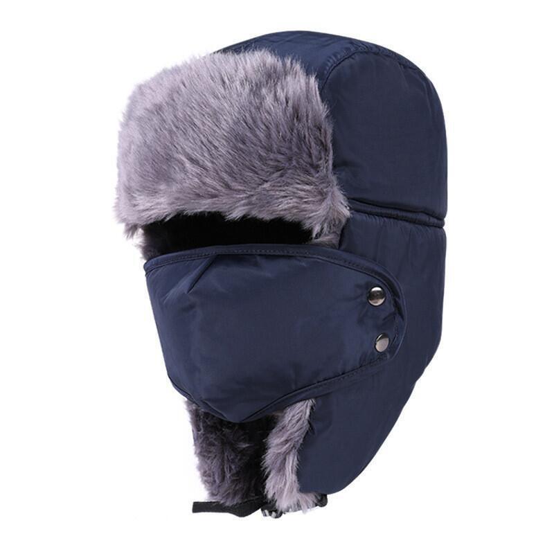 Máy Bay Ném Bom Nón Mùa Đông Nam Ấm Nga Ushanka Nón Tai Sập Pu Da Lông Thú Bẫy Bắt Nắp Earflap