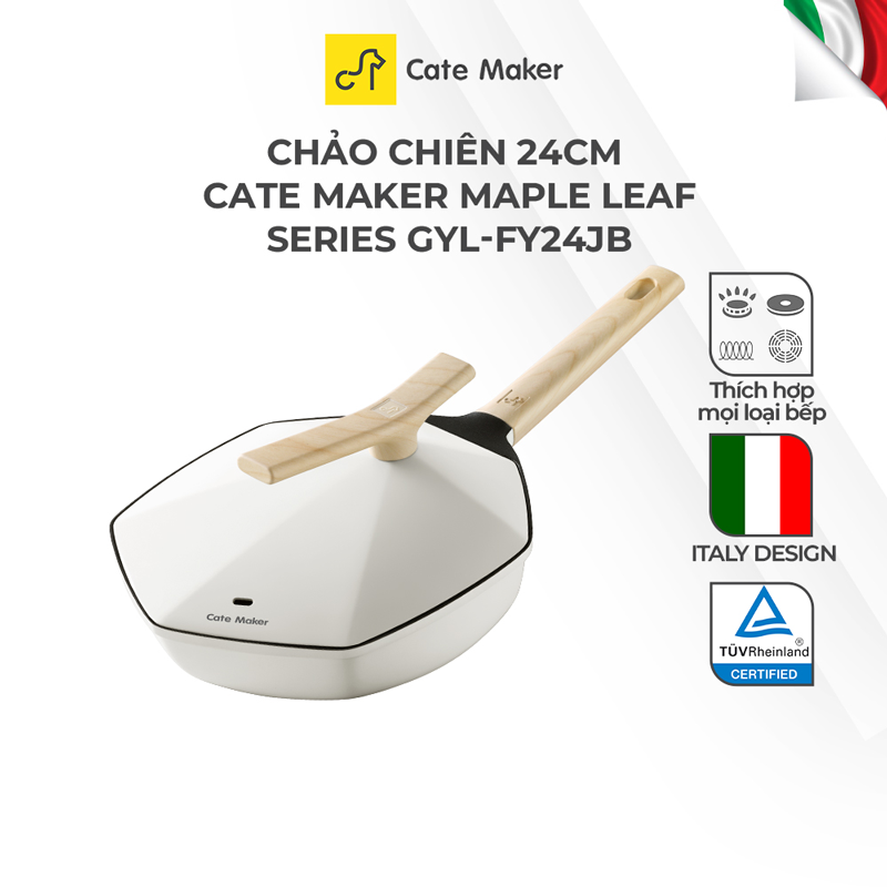 Chảo chống dính lục giác Cate-Maker MAPLE LEAF SERIES GYL-FY24JB, size 24cm, dùng cho mọi loại bếp