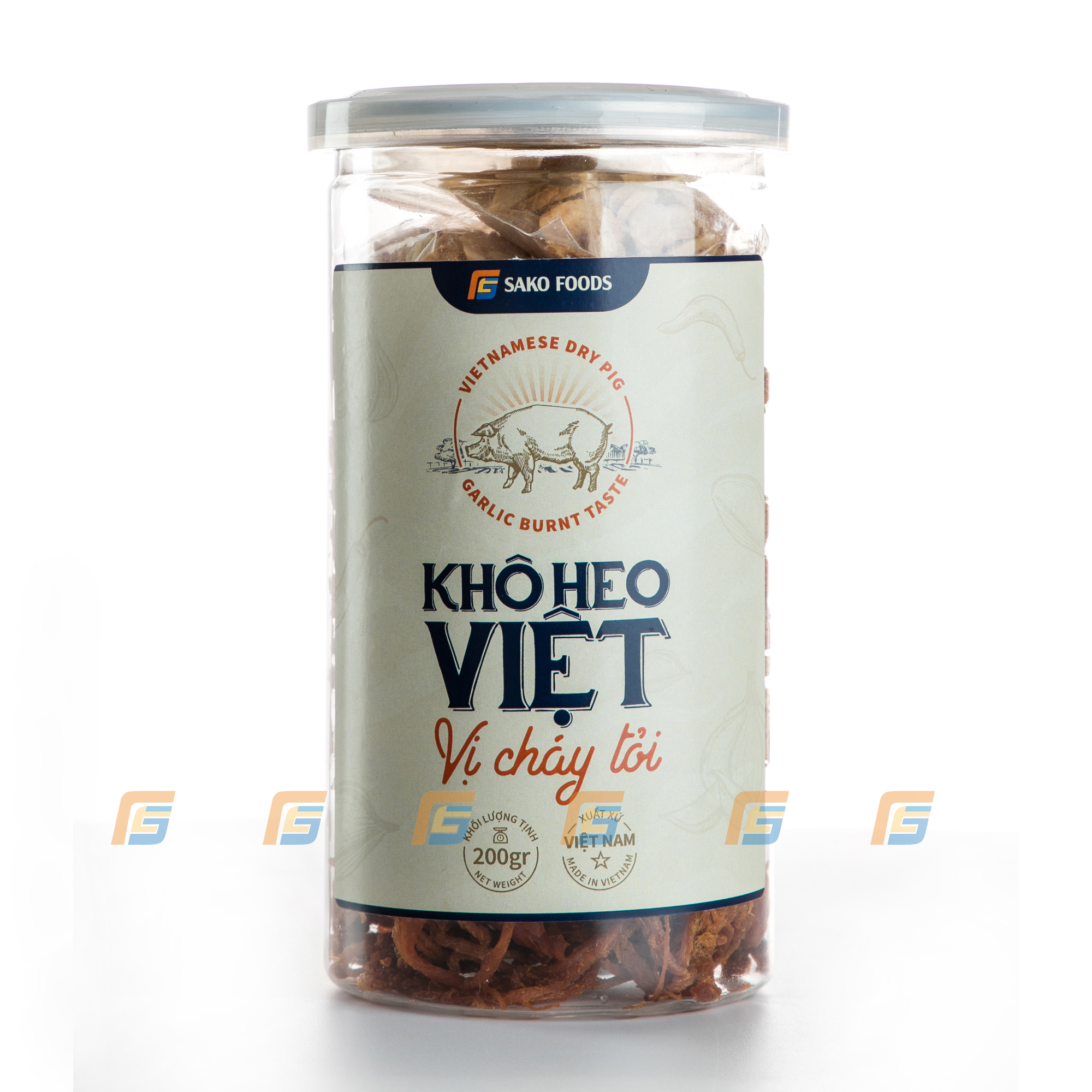 Khô Heo Cháy Tỏi Cao Cấp Sako Foods, Hộp 200g An Toàn, Chất Lượng, Khô Heo Giòn Ngon Đậm Vị, Ăn Vặt Ngon Mê Ly – Hàng Chính Hãng