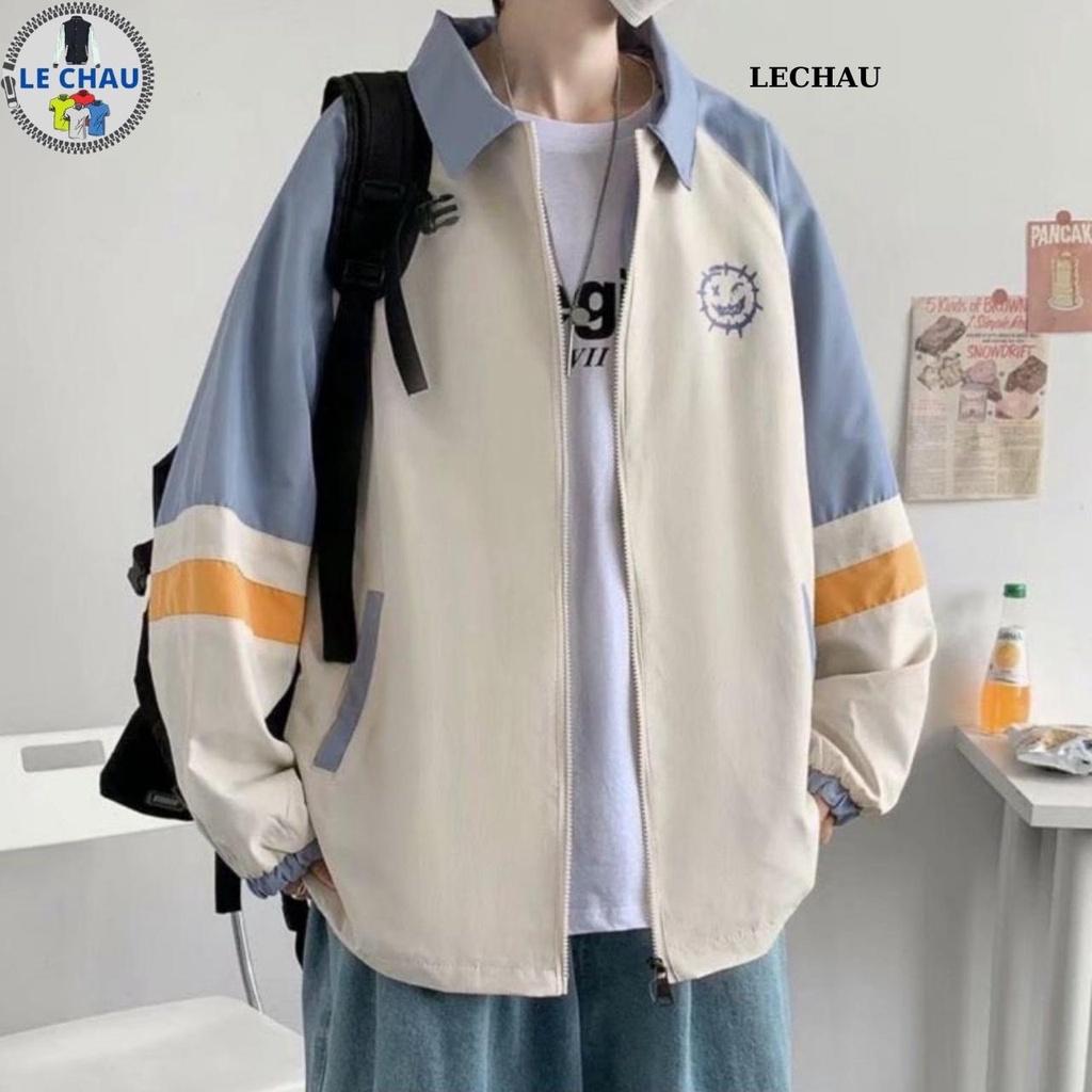 Áo khoác dù unisex form rộng phối màu cực chất AKD46 jacket sơ mi 2 lớp nam nữ streetstyle hottrend rẻ đẹp - Kem XL &lt; 50kg