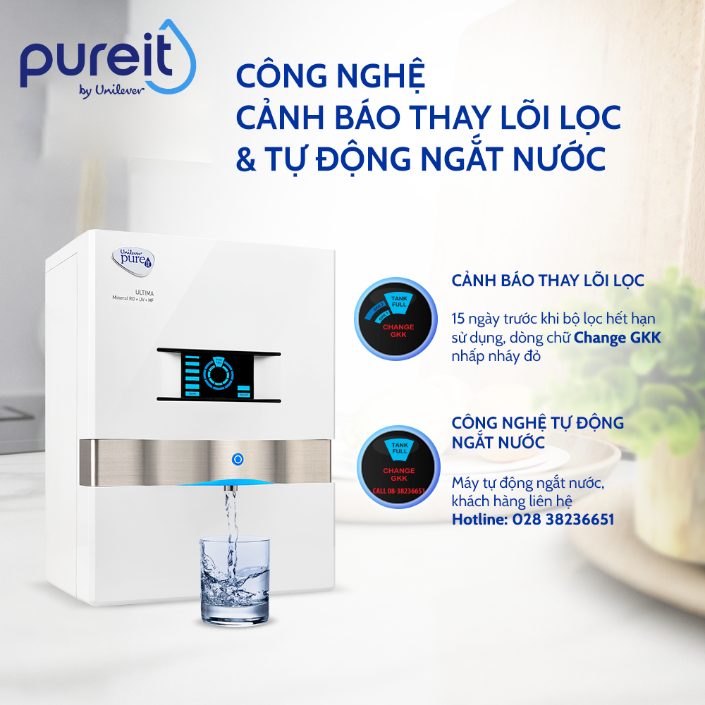 [COMBO TIẾT KIỆM] Máy Lọc Nước Pureit Ultima Trắng và Lõi lọc thô, Bộ lọc thay thế Pureit Ultima 1 (GKK1) - Hàng chính hãng