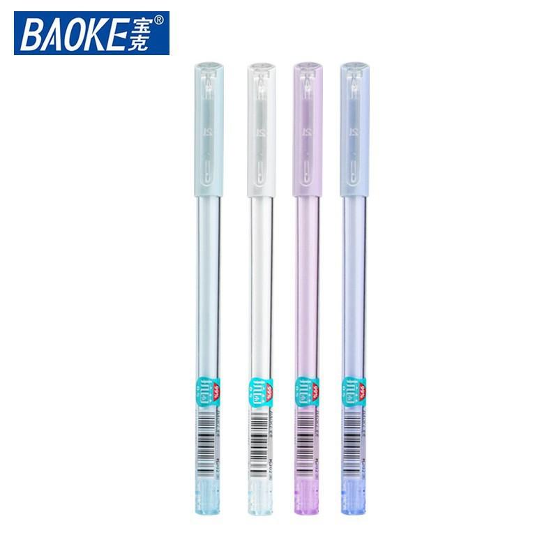 HỘP 12 CÂY Bút Gel Vỏ Kháng Khuẩn 0.5mm Pastel BAOKE Mục Đen - KJ02 ( Vỏ Ngẫu Nhiên )