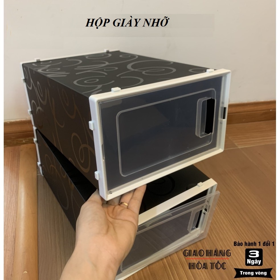 Hộp Đựng Giày Nhựa Cứng Cao Cấp Lắp Ghép Size Lớn, Nắp Trong Suốt, Cửa Nam Châm Lắp Ráp Tiện Lợi )