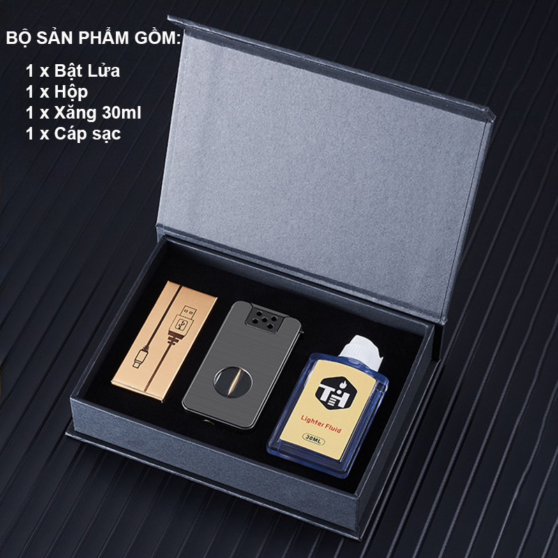 Bật Lửa Cảm Ứng 4in1 Có Đèn Fullbox – Xài Xăng