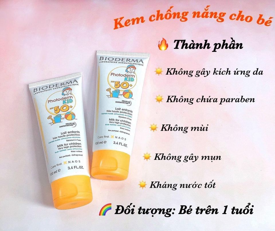 Kem Chống Nắng Bioderma Photoderm KID SPF 50+ 100ml( không có tem phụ- không xuất hóa đơn  )