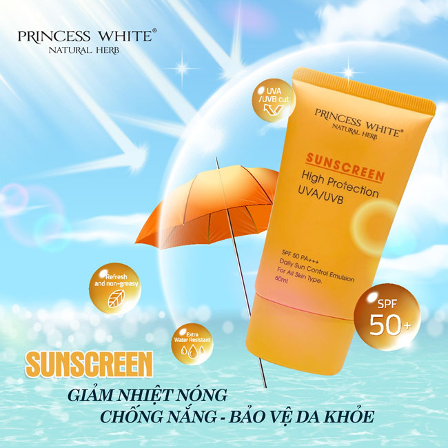 Kem Chống Nắng Princess White Sunscreen SPF50 PA+++ 60ml Ngăn Tia UV