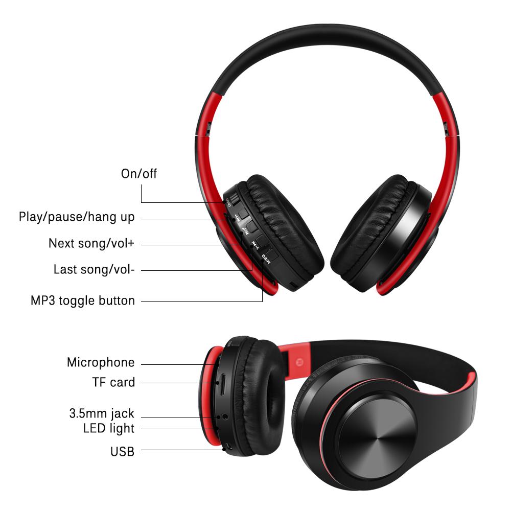 Tai Nghe Bluetooth Tai Nghe Không Dây 3D Tai Nghe Stereo Hỗ Trợ Thẻ TF 3.5Mm Tai Nghe Dành Cho Điện Thoại Di Động Có Thể Gấp Gọn Tai Nghe