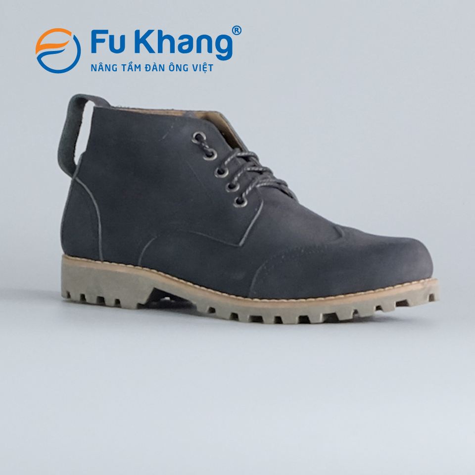 Giày Boot Cổ Cao Nam Cao Cấp Giả Da Lộn Màu Đen chính hãng Fu Khang GD200D