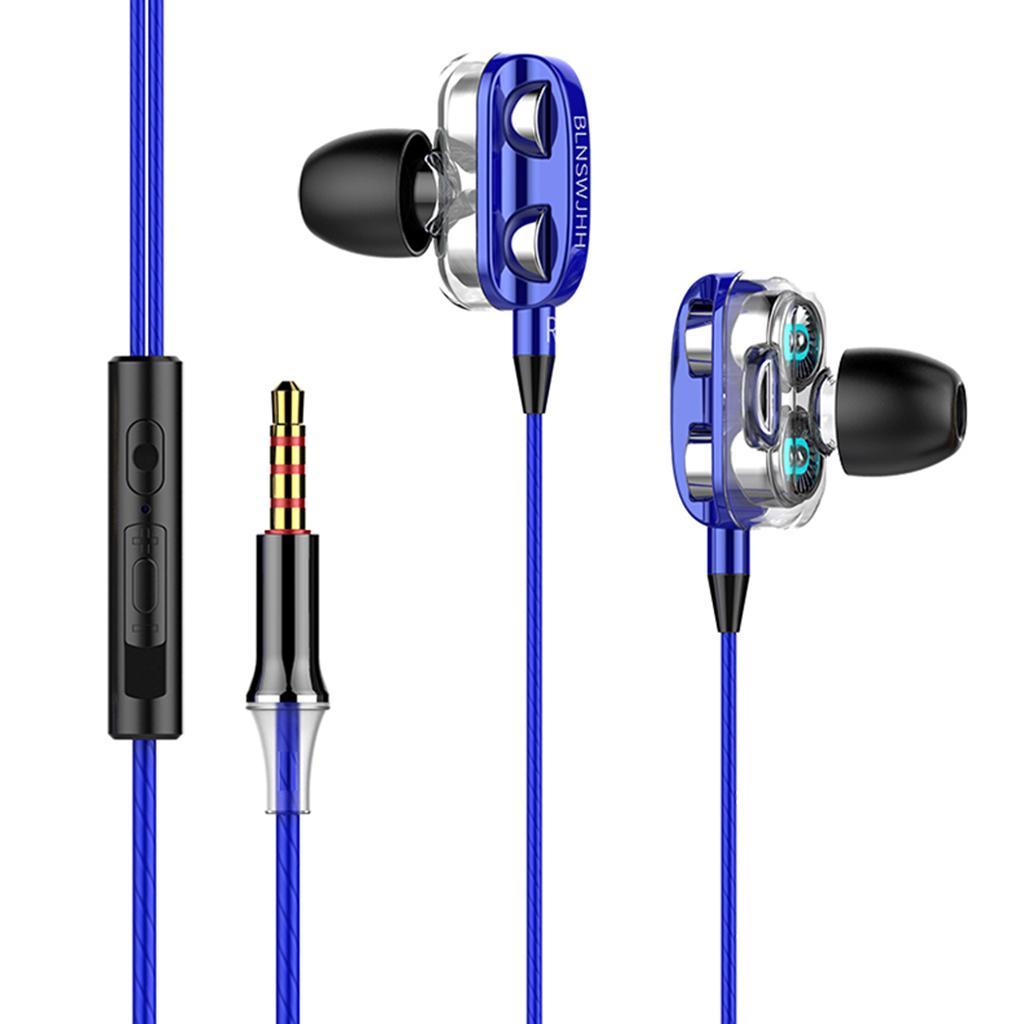 Speaker 1.2M Wired 3.5MM Earphone HiFi Stereo Headset Blue