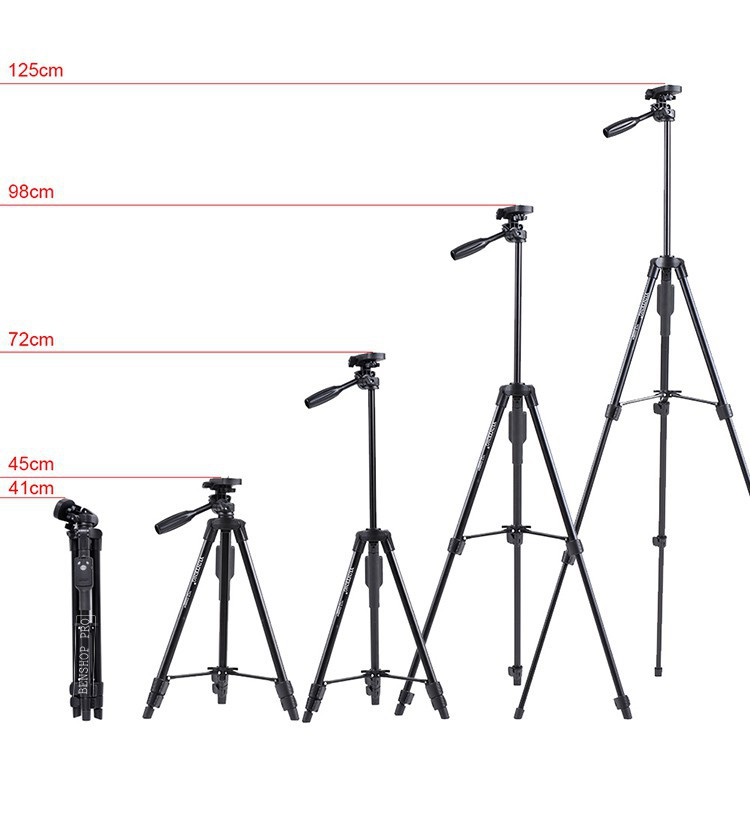 Gậy Tripod 3 Chân Yunteng VCT-5208 - gậy chụp hình ảnh 3 chân + Giá kẹp điện thoại + Remote - Hàng chính hãng