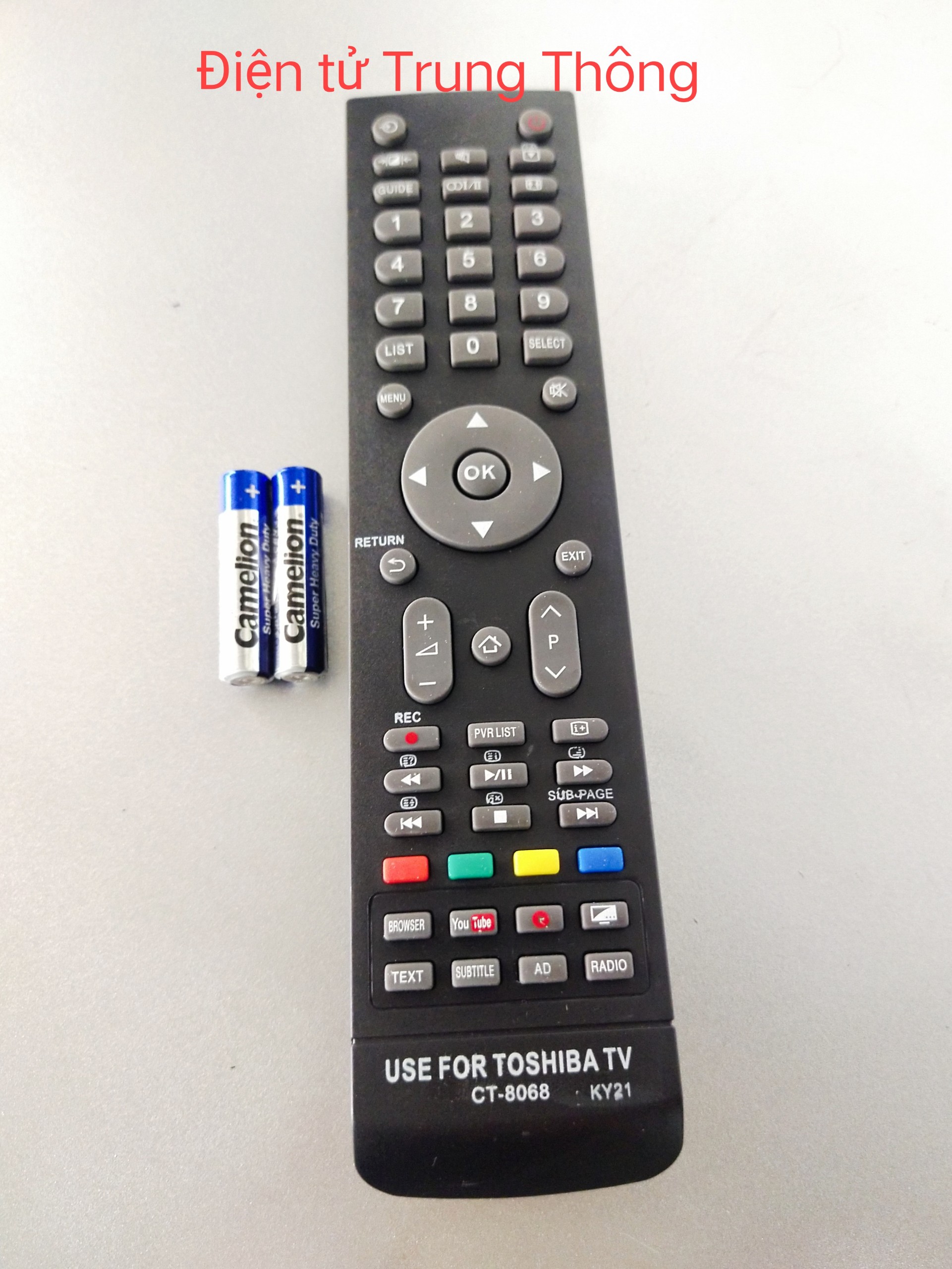 REMOTE ĐIỀU KHIỂN DÙNG CHO TIVI TOSHIBA _ CT-8068 (KÈM PIN AAA) ẢNH CHỤP THẬT.