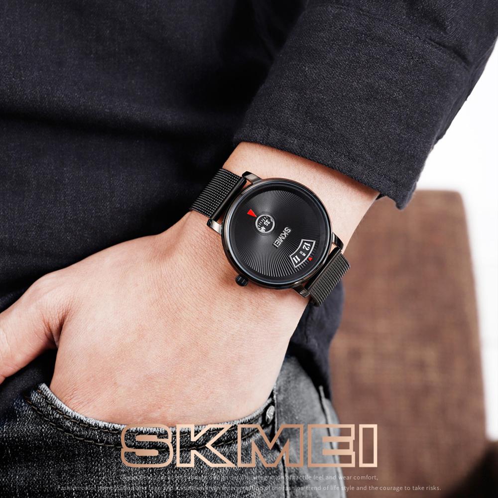 Đồng hồ Quartz Thể thao Đơn giản Thời trang Hiển thị Giờ phút Dây đeo Lưới 3ATM Nam chống thấm nước SKMEI 1490