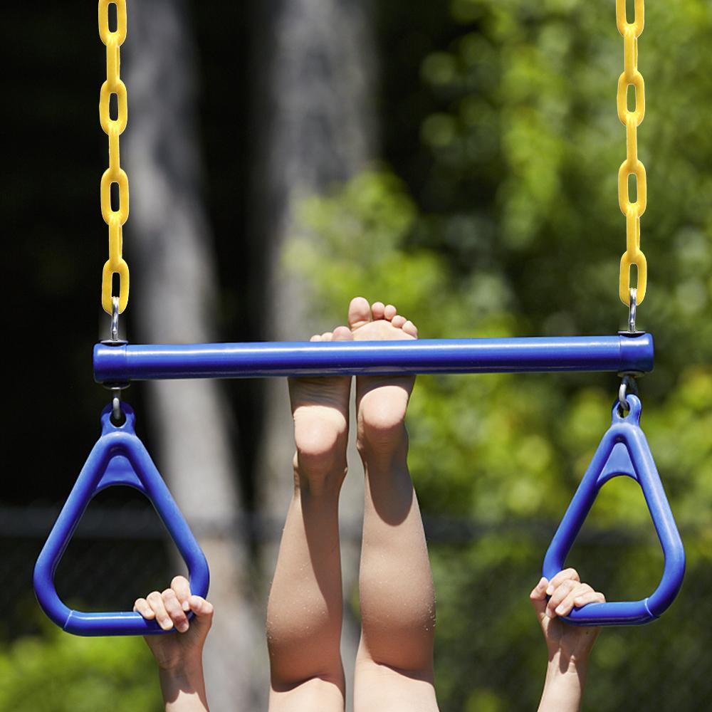 Thanh xà ngang có vòng có thể làm xích đu hoặc trò chơi đu người cho trẻ em được phủ nhựa và carabiners