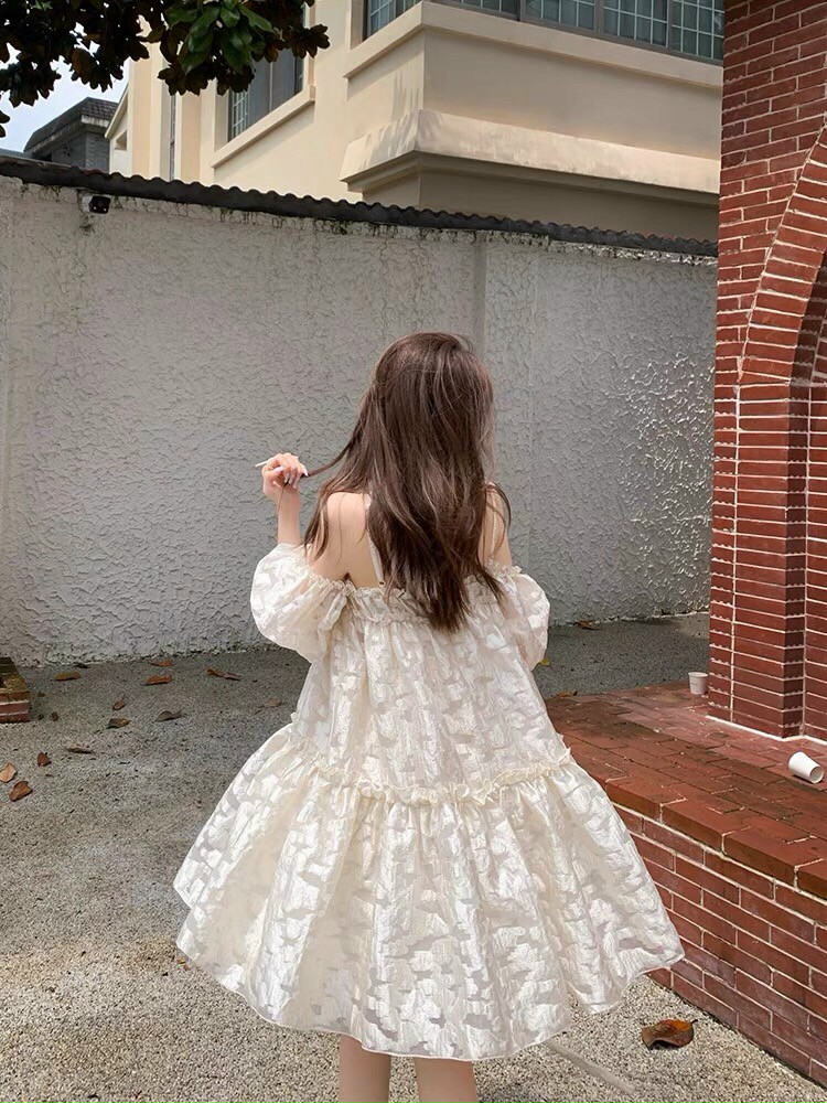 Đầm babydoll 2 dây rớt vai hoa nổi tay bồng Cao Cấp hàng loại 1, màu trắng Ulzzang ren mây dáng xòe, cute dễ thương