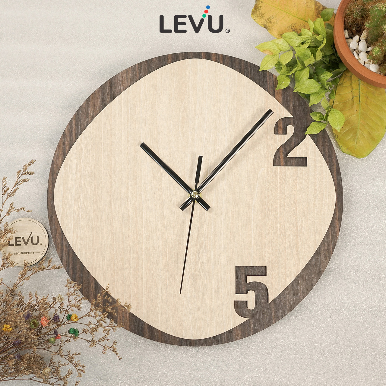 Đồng Hồ Treo Tường gỗ LEVU DH05 độc đáo phong cách Nhật Bản