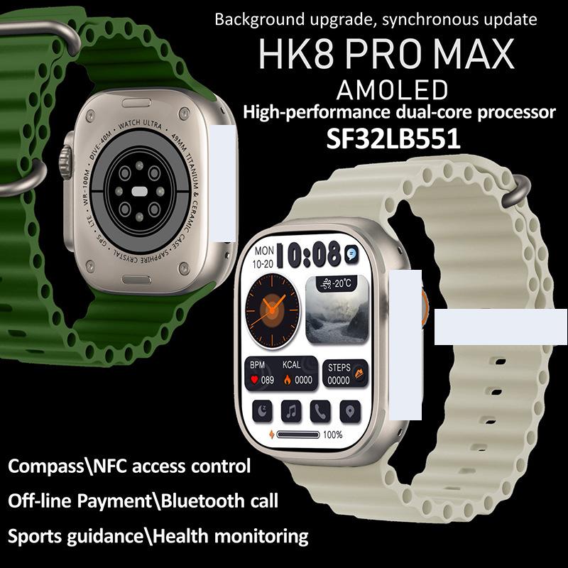 Giá Rẻ Nhất HK8 PRO MAX Full Màn Hình Cảm Ứng Bluetooth Đồng Hồ Đo Quãng Đường Đi Phát Hiện Nhiệt Độ Cơ Thể Nhịp Tim Giấc Ngủ Đồng Hồ Thông Minh