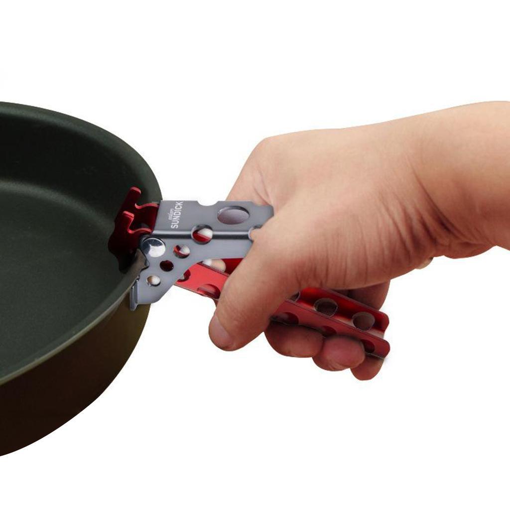 Camping Pot Pan Gripper Aluminum Pot Clamp  Lifter Gray