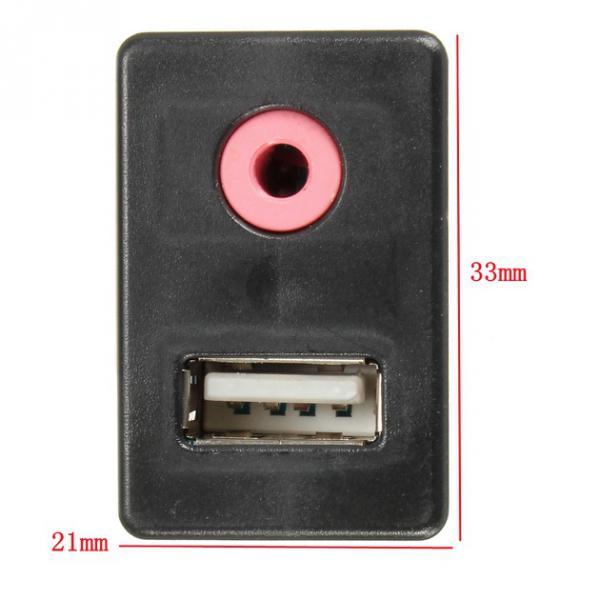 USB AUX Adapter Socket 3.5mm Jack Car Dashboard Mounted Extension Cable