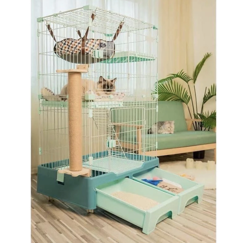 Lồng nhựa cho mèo cao cấp 3 tầng