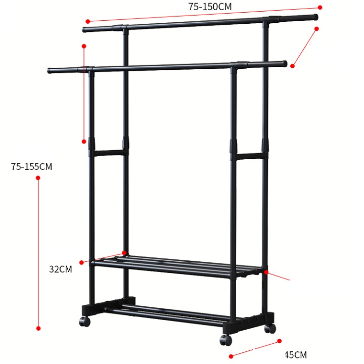 Giá treo quần áo có bánh xe( giao màu ngẫu nhiên)