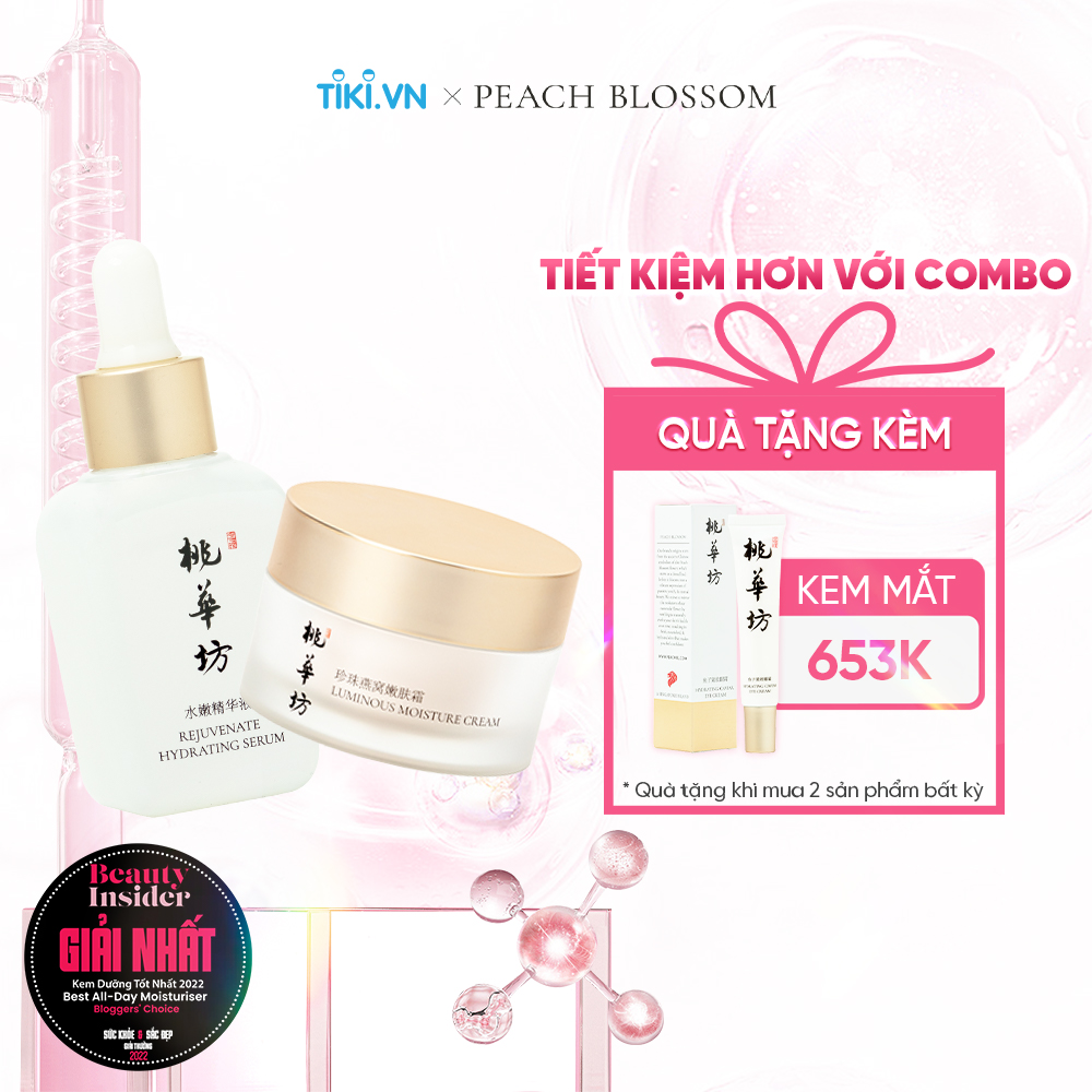 Kem Dưỡng Ẩm Toàn Diện Chống Ánh Sáng Xanh, Làm Trắng Da Với Ngọc Trai và Serum Siêu Cấp Ẩm với 4 Loại Hyaluronic Acid Đậm Đặc Giúp Trẻ Hóa, Làm Dịu và Kháng Khuẩn Với Rau Má, Trà Xanh Hóa Peach Blossom