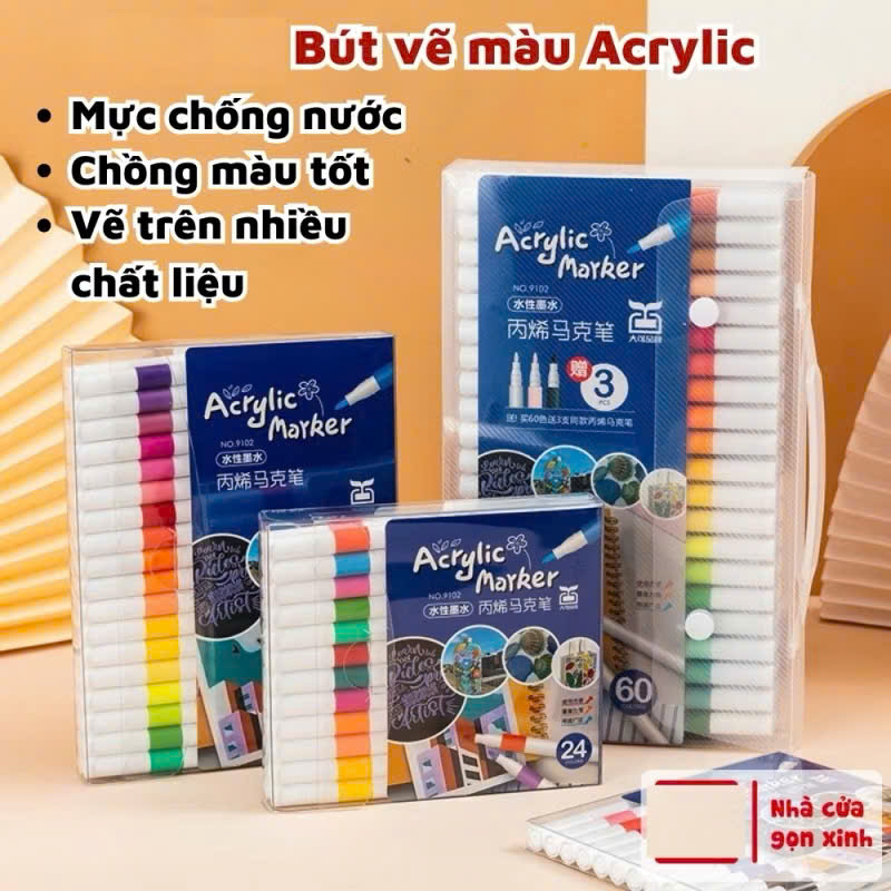 Bút Màu Acrylic Marker Tăng 50% Mực, Vẽ Trên Mọi Chất Liệu, Có Thể Vẽ Chồng Màu - HÀNG CHÍNH HÃNG MINIIN