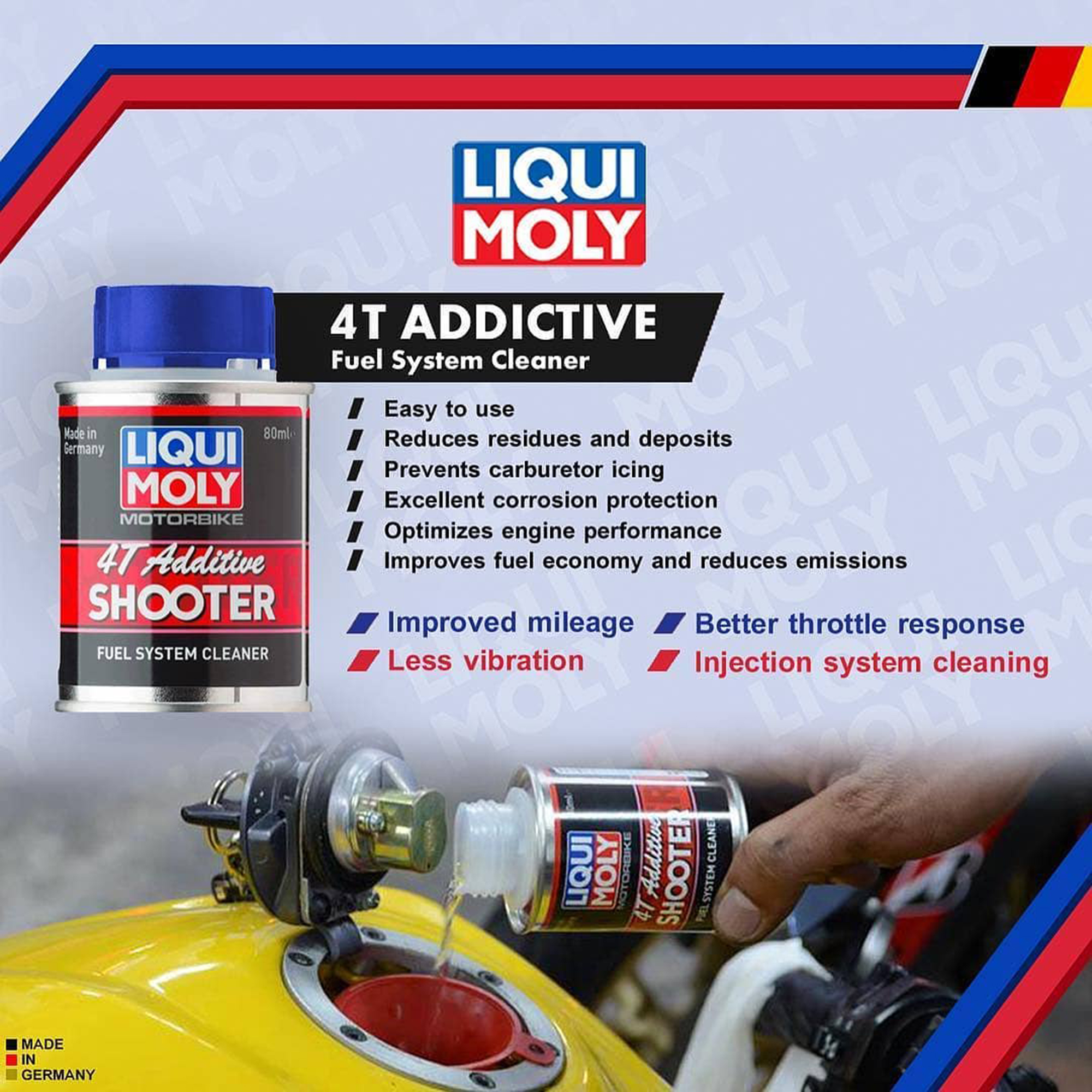 Vệ Sinh Buồng Đốt Liqui Moly 4T Additive Shooter. Phụ Gia Vệ Sinh Kim Phun Xăng 80ml Eco