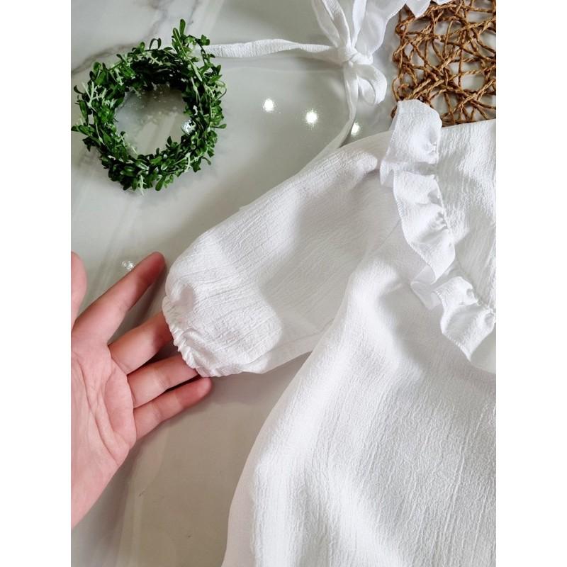 Body Trắng Cổ Thêu Cho Bé Gái 3 Đến 12kg, Bodysuit Bé Gái Kèm Nón Và Giày Chất Đũi Xốp