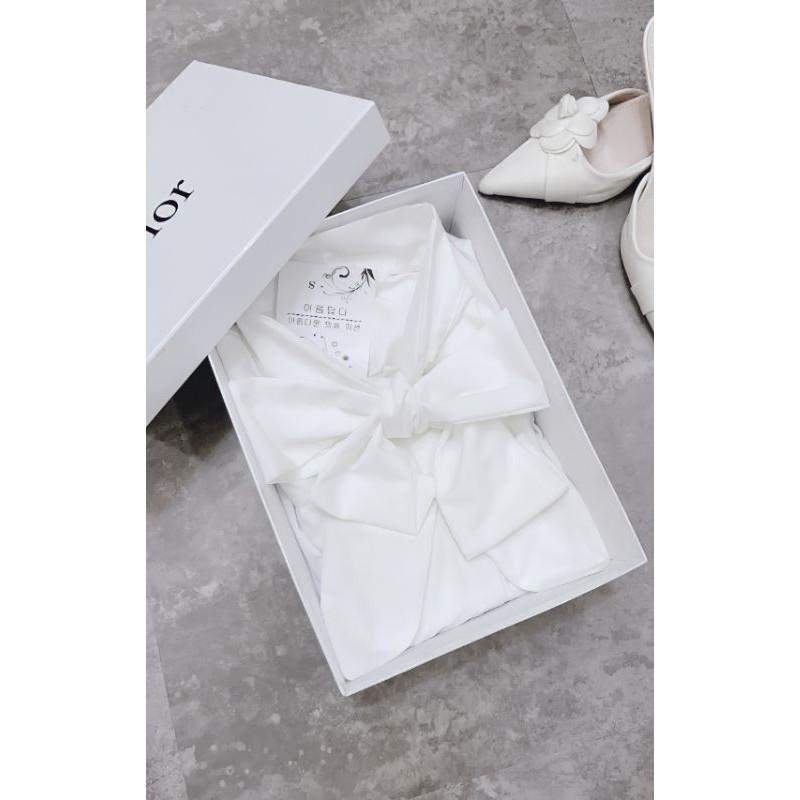 ÁO SƠ MI TRẮNG CỔ NƠ TAY BỔNG NỮ