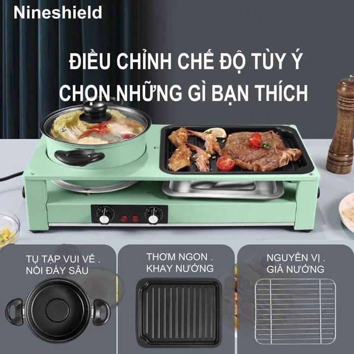 Nồi lẩu nướng 2 trọng 1 KB-303, Công xuất 2200W, Thiết kế chữ nhật bền đẹp 2 bộ chỉnh nhiệt dộc lập