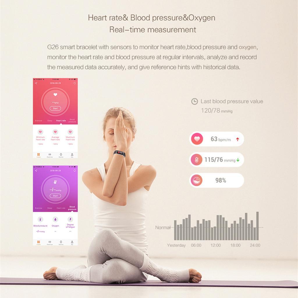 G26 Waterproof Heart Rate Blood Pressure Oxygen Smart Watch Bracelet