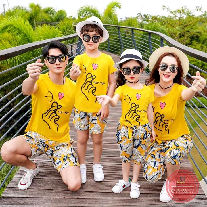 Áo gia đình THUN COTTON - màu vàng GD296VD | DONGPHUCSG