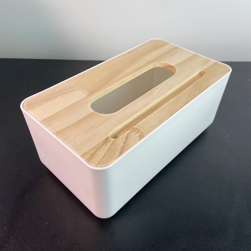 Hộp đựng khăn giấy nắp gỗ decor để bàn siêu sang trọng nhựa PP + gỗ sồi, chất lượng cao, bền và chống thấm nước.