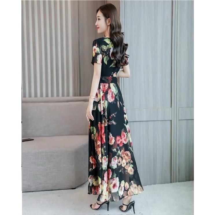 ĐẦM XÒE HỌA TIẾT HOA HỒNG