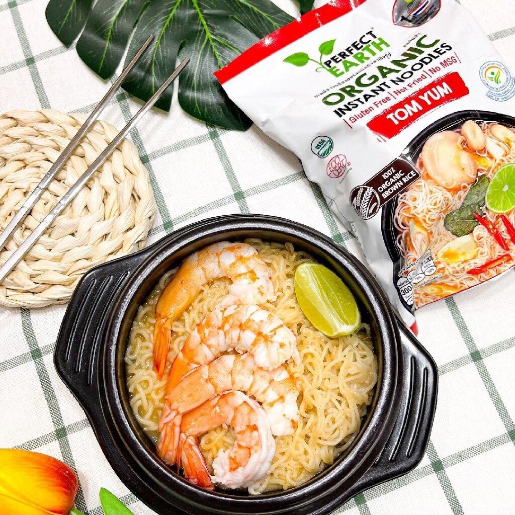 Mì Gạo Lức Ăn Liền Thuần Chay Hữu Cơ (85g) - Perfect Earth Organic Instant Noodles (85g) - Vị Tom Yum | Kim Chi | Tỏi Tiêu - Mì Tom Yum