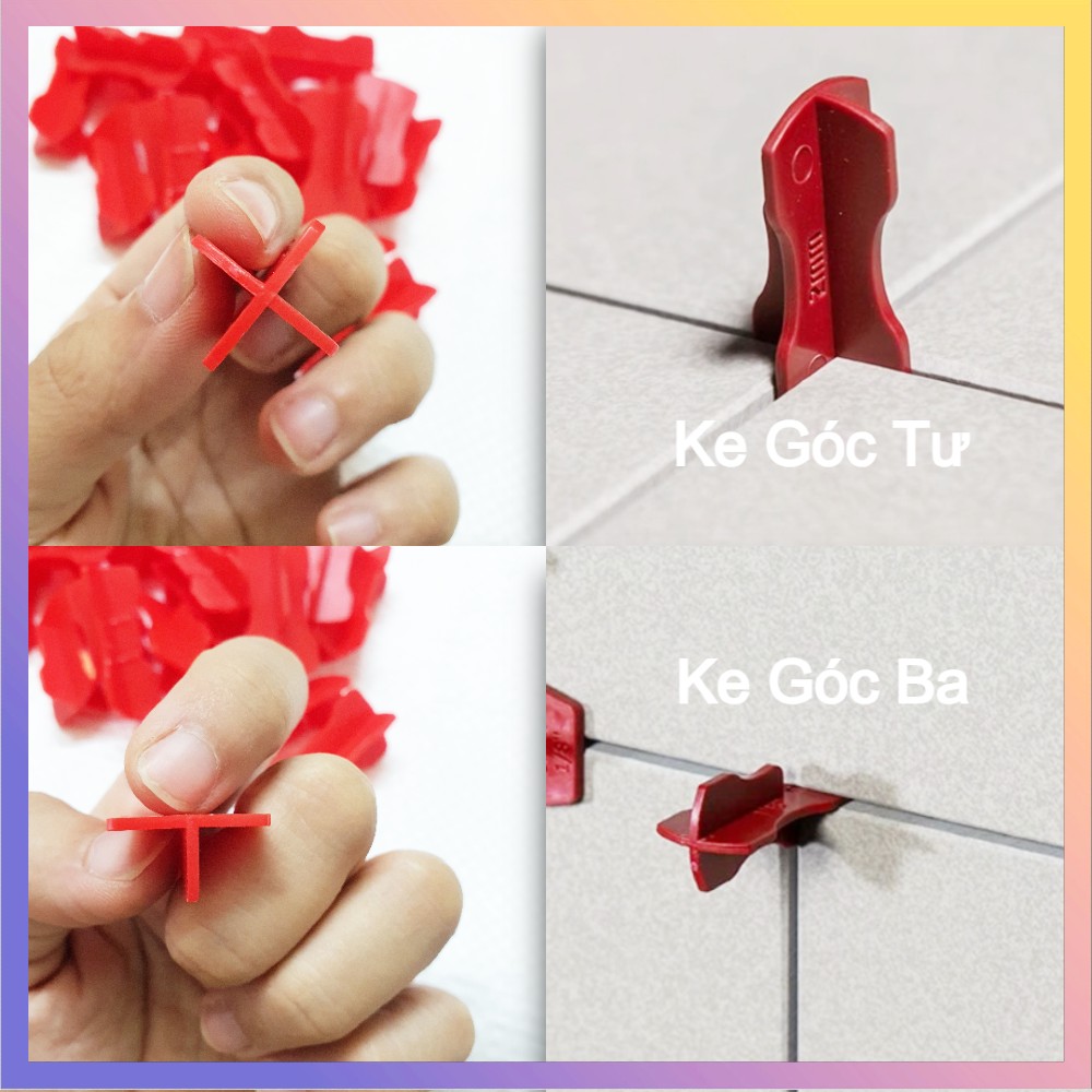Ke Chữ Thập Tái Sử Dụng Nhựa PP - Ke Góc Ba - Góc Tư - Mạch Gạch 1mm - 1.5mm - Sản Phẩm To Dễ Dàng Cầm Nắm