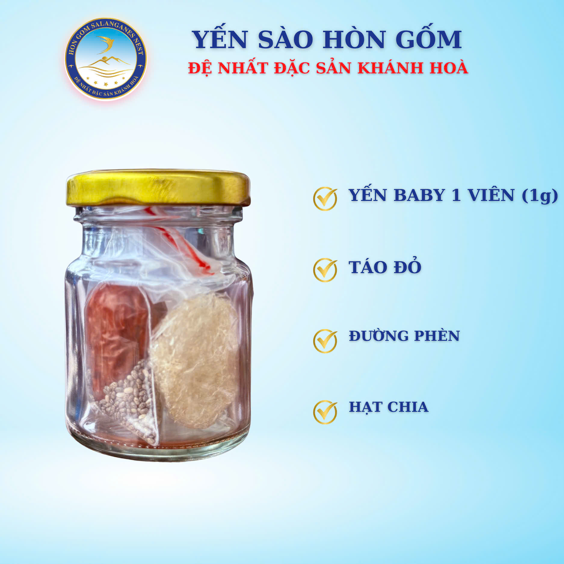Yến Hũ Tự Chưng Nguyên Chất (Tặng nguyên liệu) Set 6,12 hũ - Yến Sào Hòn Gốm Khánh Hoà - HGK NEST