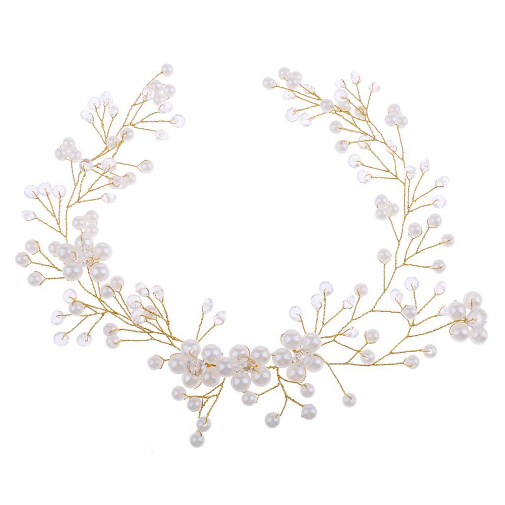 Fashion Lady Crystal Flower Pearls Headpiece Accessories Wedding Jewelry