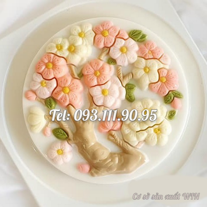 Khuôn rau câu sinh nhật, cưới hỏi hoa mai – Khuôn hình tròn loại 20 cm - Mã số 1276