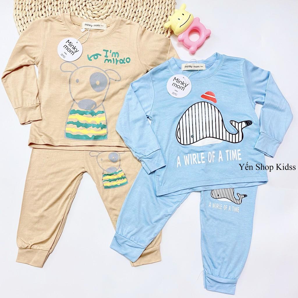 Bộ Dài Tay Minky Mom Viền Họa Tiết Cá Heo Xanh- Gấu Cho Bé Yêu (6-19kg) (1243