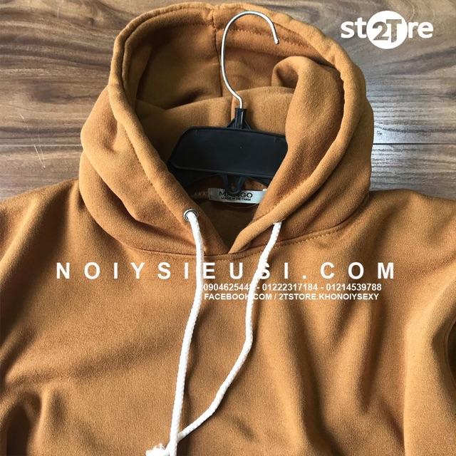 Áo hoodie unisex 2T Store H17 màu da bò - Áo khoác nỉ chui đầu nữ nón 2 lớp dày dặn chất lượng đẹp