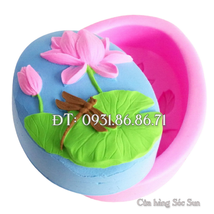Khuôn silicon hoa sen cành hình Oval loại 9 cm - Mã số 1564