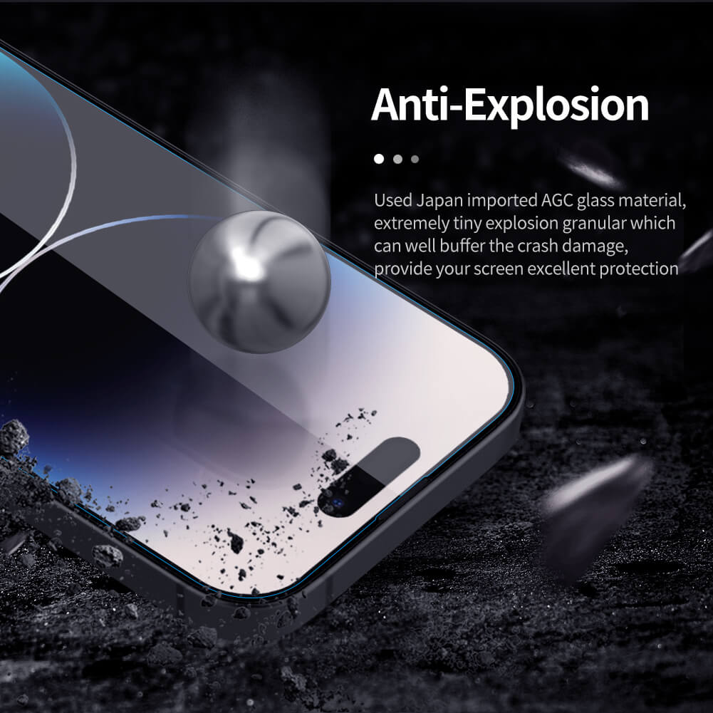 Miếng dán kính cường lực cho iPhone 14 Pro (6.1 inch) Nillkin Amazing H+ Pro (mỏng 0.2 mm, vát cạnh 2.5D, chống trầy, chống va đập) - hàng nhập khẩu