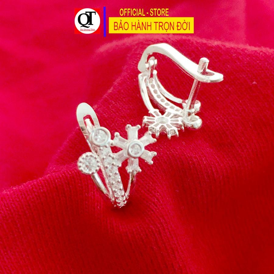 Bông tai nữ thời trang chất liệu bạc 925 khóa bật đeo sát tai đính đá cao cấp trang sức Bạc Quang Thản - QTBT140