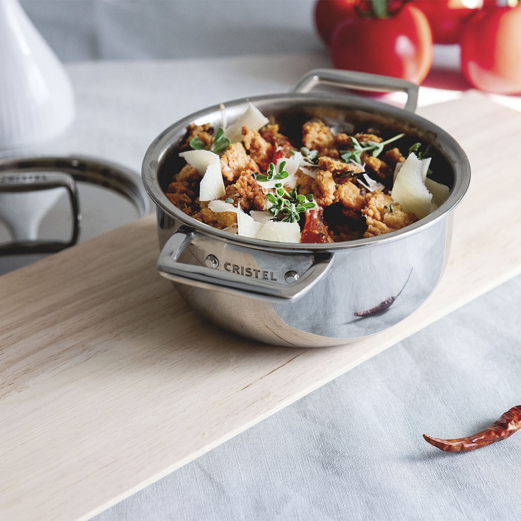 Cristel Castel Pro Mini Stewpan Nồi Hầm Inox Nhỏ 3 Đáy Kèm Nắp Đậy