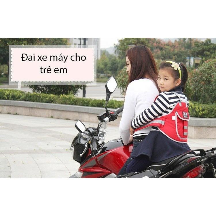 Đai an toàn đi xe máy cho bé - Siêu Bền Chắc - Đỏ chấm bi