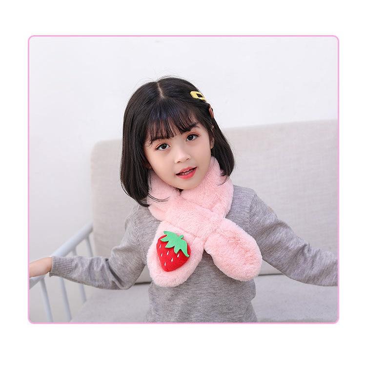 Khăn Quàng Cổ Lông Mềm Đính Trái Cây Cute Siêu Ấm