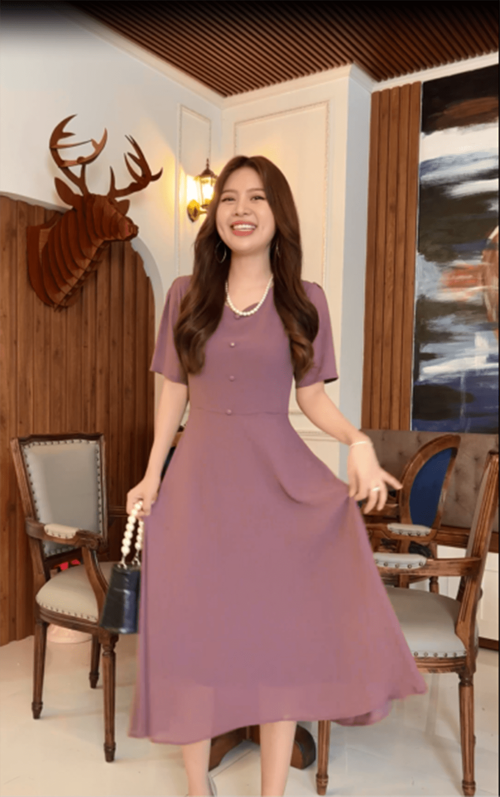 Đầm Trung Niên [ Linh Trà ] (TM 256) Trẻ Trung Thiết Kế Trang Nhã Thanh Lịch Đi Làm Đi Tiệc U40 U50