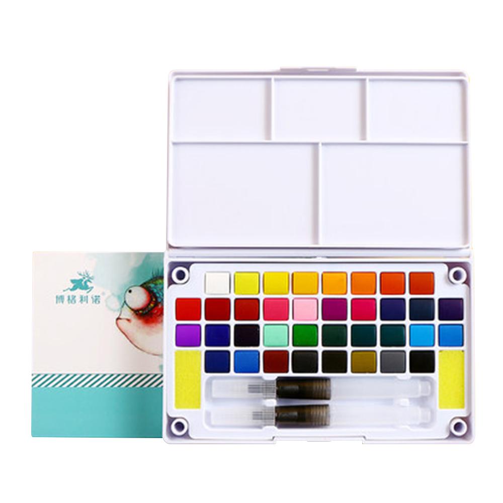 Bộ sơn màu nước 36 màu với 2 cọ nước & bọt biển, trang trí mĩ thuật