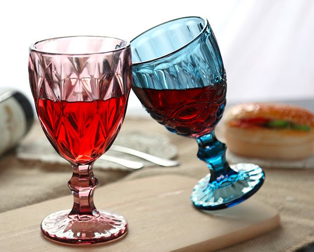 Cốc ly thủy tinh nhiều màu trang trí họa tiết hoa văn đẹp mắt